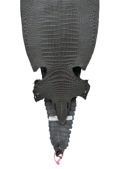 26 cm Grade 1 Gunmetal Matte Farm-Raised American Alligator Leather - Tag: FL21-0024962