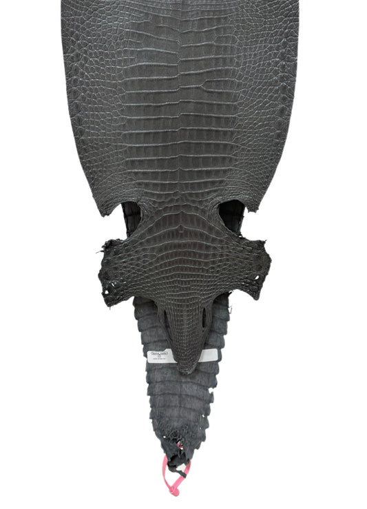 26 cm Grade 1 Gunmetal Matte Farm-Raised American Alligator Leather - Tag: FL21-0024962