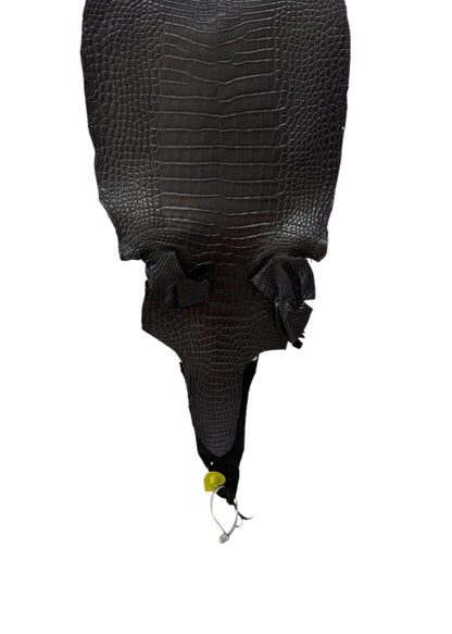 25 cm Grade 1/2 Black Matte Farm-Raised American Alligator Leather - Tag: LA08-0230217