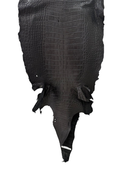 57 cm Grade 3/4 Black Matte Wild American Alligator Leather - Tag: LA23-0006480
