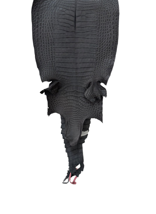26 cm Grade 1/2 Serpentine Grey Matte Farm-Raised American Alligator Leather - Tag: FL21-0024858