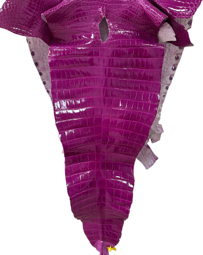 57 cm Grade 1/2 Magenta Glazed Farm Raised American Alligator Leather - Tag: FL14-0004090
