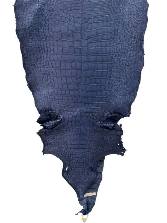 52 cm Grade 2/3 Indigo Matte Wild American Alligator Leather - Tag: LA23-0033780