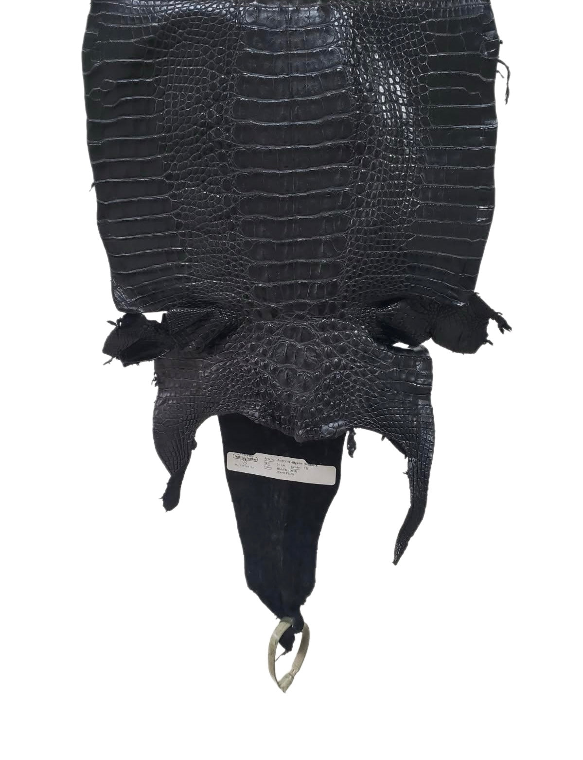 30 cm Grade 1/2 Black Matte Farm-Raised American Alligator Hornback Leather - Tag: LA23-0377097