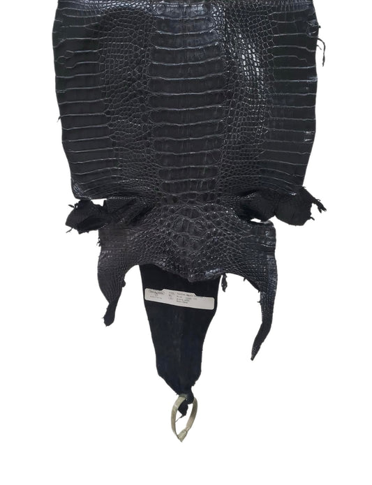 30 cm Grade 1/2 Black Matte Farm-Raised American Alligator Hornback Leather - Tag: LA23-0377097