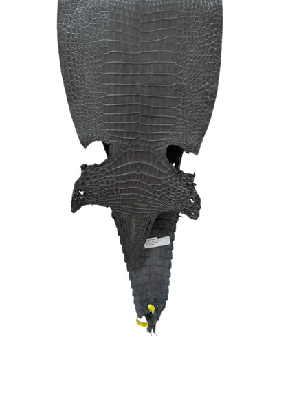 26 cm Grade 1/2 Gunmetal Matte Farm-Raised American Alligator Leather - Tag: FL22-0030386