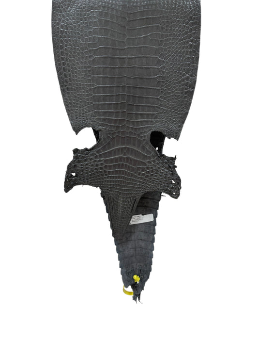 26 cm Grade 1/2 Gunmetal Matte Farm-Raised American Alligator Leather - Tag: FL22-0030386