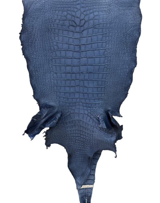 50 cm Grade 4/5 Indigo Matte Farm Raised American Alligator Leather - Tag: LA23-0022961