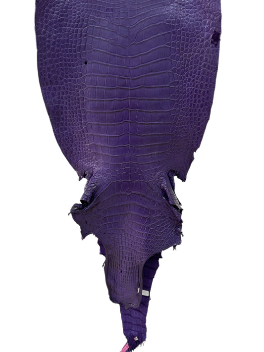 38 cm Grade 3/4 Violet Primavera Matte Wild American Alligator Leather - Tag: LA23-0017341