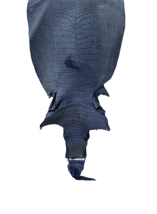 50 cm Grade 4/5 Indigo Matte Wild American Alligator Leather - Tag: LA25-0027653
