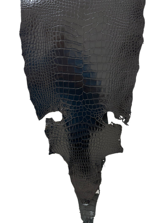 42 cm Grade 1/2 Black Millennium Wild American Alligator Leather - Tag: LA18-0037154