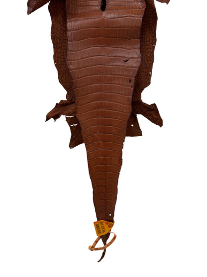 23 cm Grade 1/2 Rustic Cognac Matte Farm-Raised American Alligator Leather - Tag: LA08-0216181