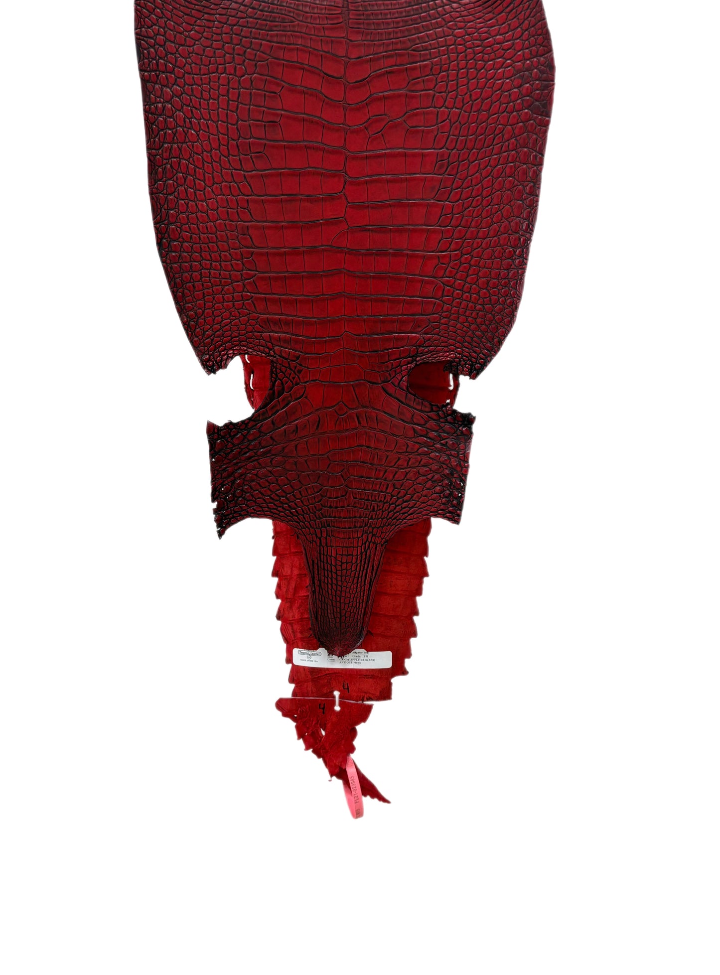30 cm Grade 1/2 Candy Apple Red Antique Farm-raised American Alligator Leather - Tag: FL21-0023985
