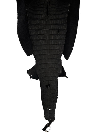 39 cm Grade 4/5 Black Nubuck Wild American Alligator Leather - Tag: LA23-0022686