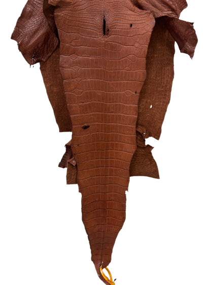 40 cm Grade 4/5 Rustic Cognac Matte Wild American Alligator Leather - Tag: LA22-0030155