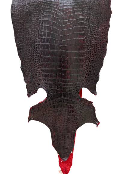 51 cm Grade 3/4 Black Cherry Matte Wild American Alligator Leather - Tag: LA23-0016750
