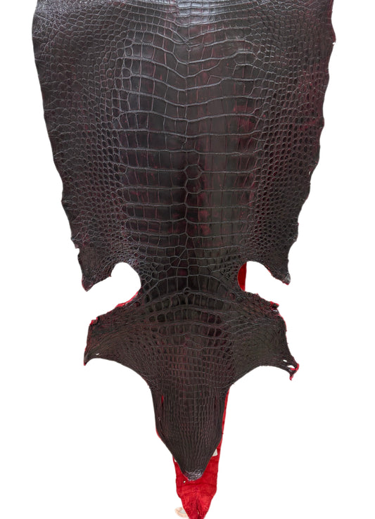 51 cm Grade 3/4 Black Cherry Matte Wild American Alligator Leather - Tag: LA23-0016750