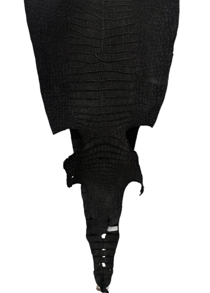 38 cm Grade 3/4 Black Nubuck Wild American Alligator Leather - Tag: LA23-0003277