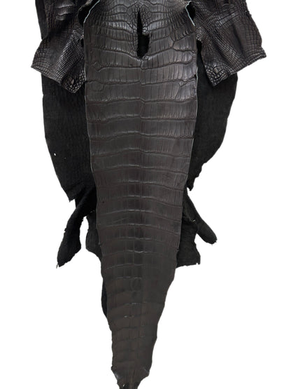 42 cm Grade 4/5 Black Matte Wild American Alligator Leather - Tag: LA23-0022855