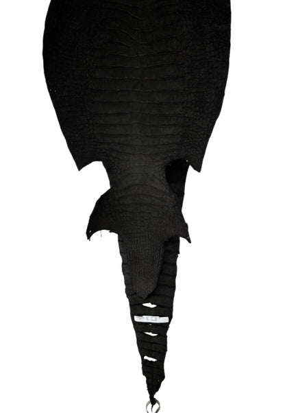 40 cm Grade 4/5 Black Nubuck Wild American Alligator Leather - Tag: LA23-0049972