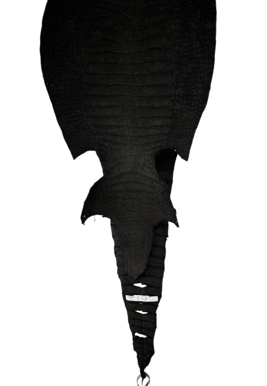 40 cm Grade 4/5 Black Nubuck Wild American Alligator Leather - Tag: LA23-0049972