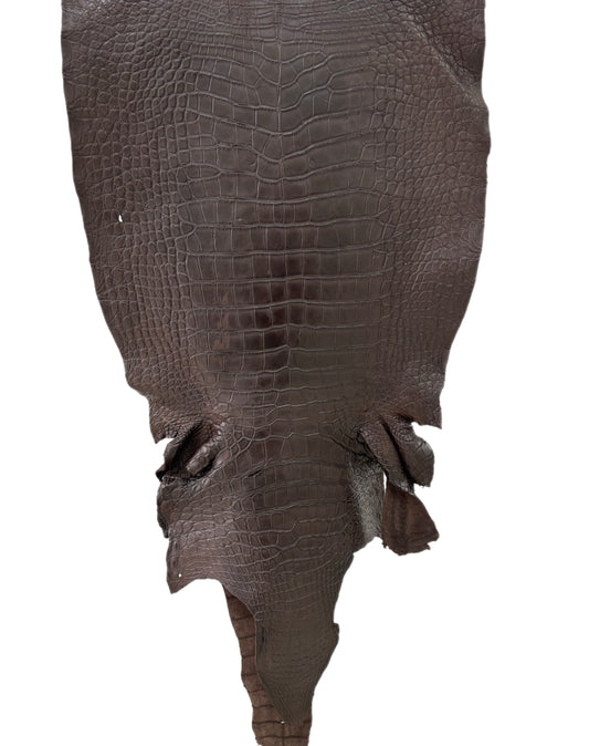 49 cm Grade 4/5 Dark Chocolate Matte Wild American Alligator Leather - Tag: LA23-0152768