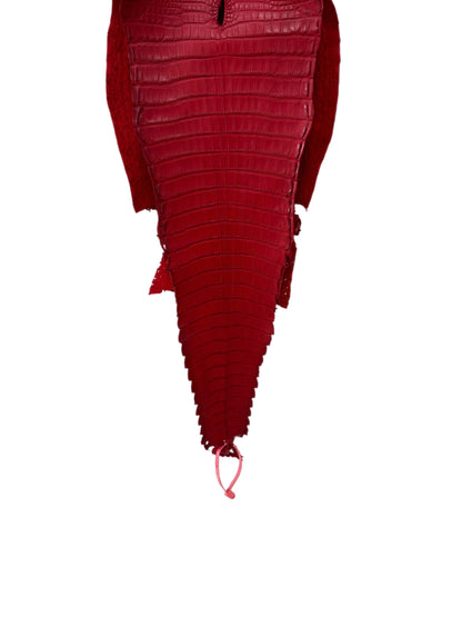 28 cm Grade 2/3 Candy Apple Red Matte Farm-Raised American Alligator Leather - Tag: FL21-0024768