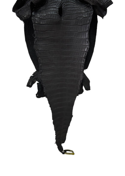 34 cm Grade 2/3 Black Matte Farm-Raised American Alligator Leather - Tag: LA25-0311124