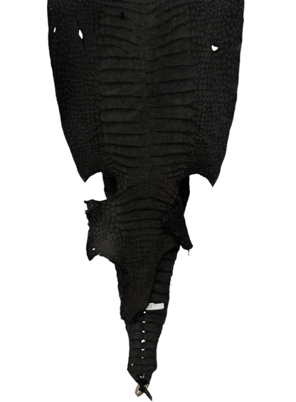 38 cm Grade 3/4 Black Nubuck Wild American Alligator Leather - Tag: LA23-0050614