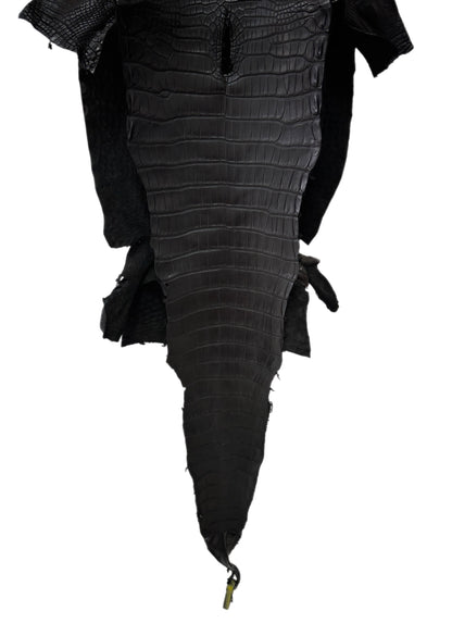 35 cm Grade 1 Black Matte Farm-Raised American Alligator Leather - Tag: LA25-0316474