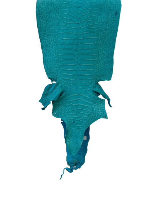 28 cm Grade 2/3 Turquoise Matte Wild American Alligator Leather - Tag: LA23-0038908