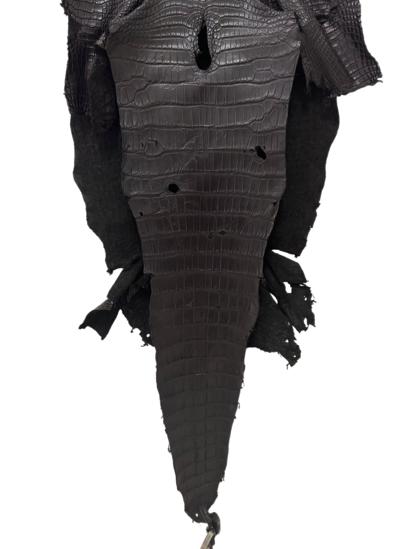 38 cm Grade 3/4 Black Matte Wild American Alligator Leather - Tag: LA23-0001247