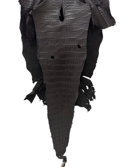 38 cm Grade 3/4 Black Matte Wild American Alligator Leather - Tag: LA23-0001247
