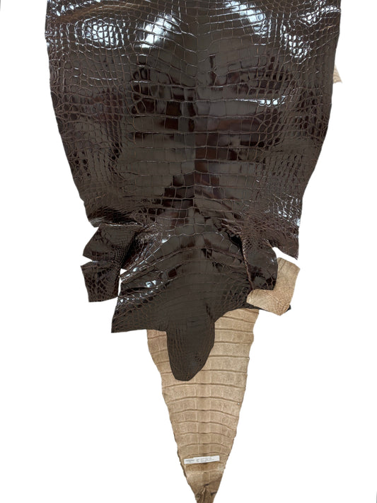 56 cm Grade 2/3 Sport Rust Brown Glazed Farm-Raised American Alligator Leather - Tag: LA12-0136127
