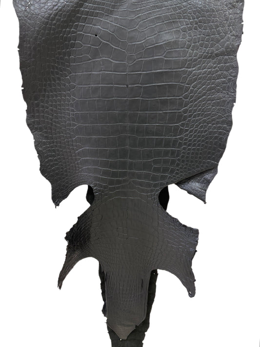 53 cm Grade 3/4 Black Matte Wild American Alligator Leather - Tag: LA22-0016747