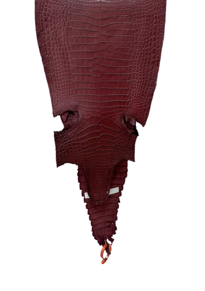 26 cm Grade 1/2 Bordeaux Matte Farm-Raised American Alligator Leather - Tag: FL22-0030090
