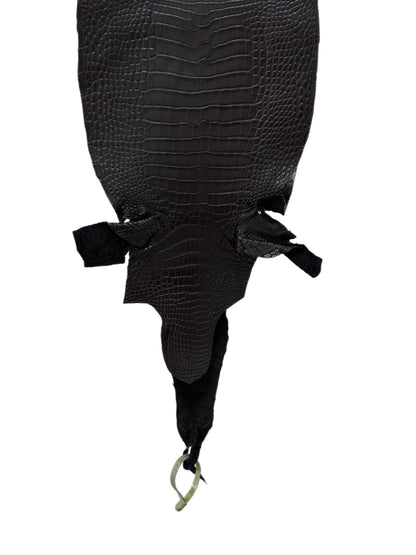 23 cm Grade 1/2 Black Matte Wild American Alligator Leather - Tag: LA09-0177165