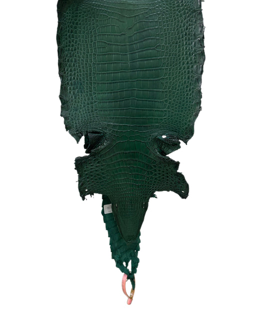 22 cm Grade 4/5 Forest Green Matte Farm Raised American Alligator Leather - Tag: FL21-0025011