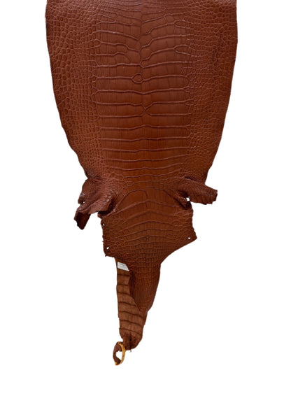 37 cm Grade 3/4 Rustic Cognac Matte Wild American Alligator Leather - Tag: LA23-0006799