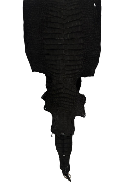 36 cm Grade 3/4 Black Nubuck Wild American Alligator Leather - Tag: LA23-0004429