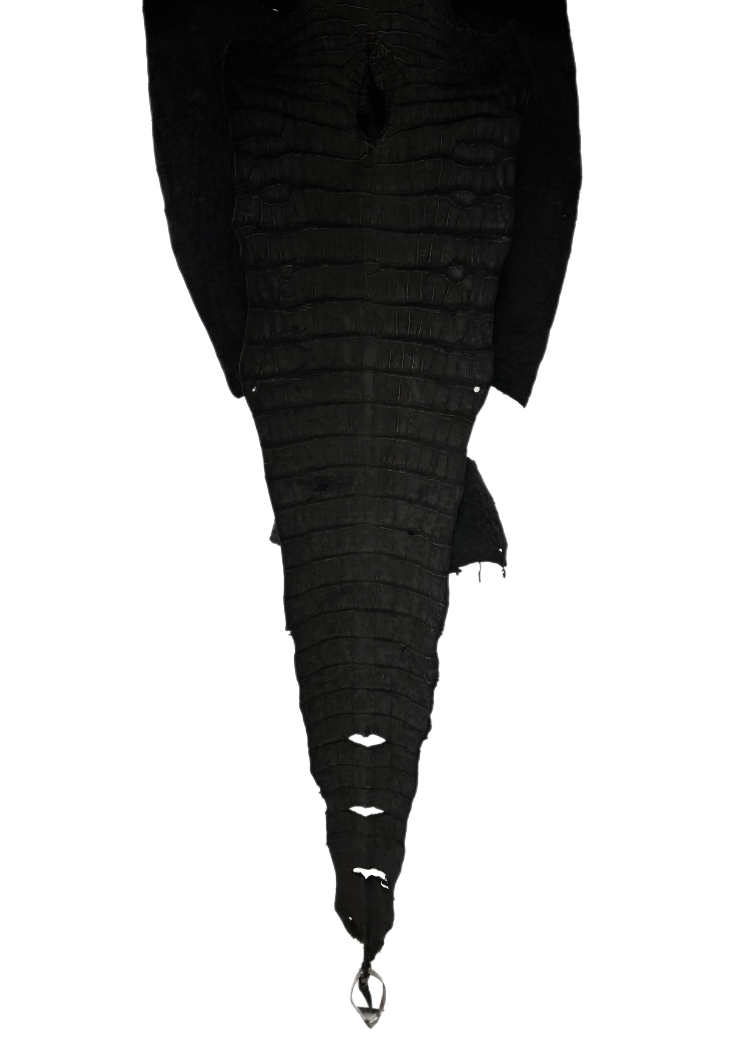 40 cm Grade 4/5 Black Nubuck Wild American Alligator Leather - Tag: LA23-0049972