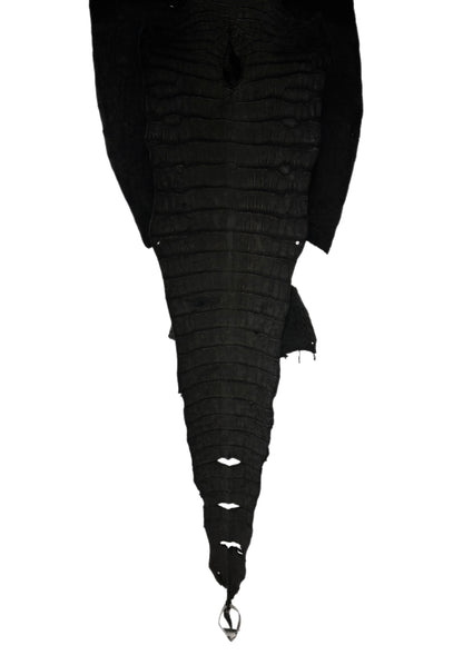 40 cm Grade 4/5 Black Nubuck Wild American Alligator Leather - Tag: LA23-0049972