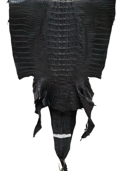 45 cm Grade 1/2 Black Matte Wild American Alligator Hornback Leather - Tag: FL09-0023249