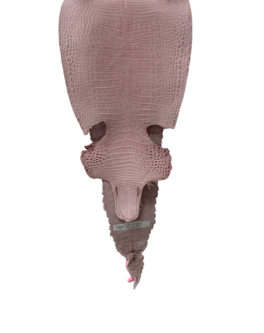 New Color and Finish! 27 cm Grade 1/2 Light Pink Nubuck Farm-Raised American Alligator Leather - Tag: FL21-0025043