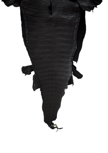 37 cm Grade 1 Black Matte Farm-Raised American Alligator Leather - Tag: LA25-0108982