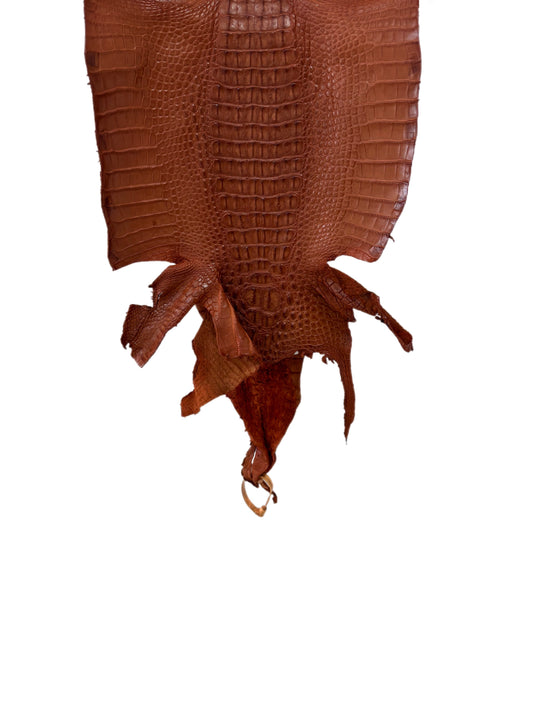34 cm Grade 1/2 Cognac Matte Farm-Raised American Alligator Hornback Leather - Tag: LA23-0377113
