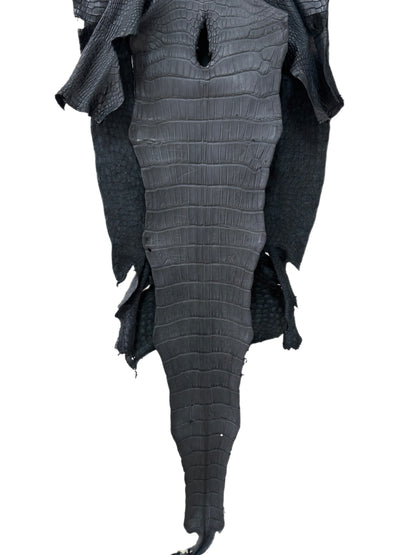 43 cm Grade 2/3 Blue Jean Matte Wild American Alligator Leather - Tag: LA25-0025504