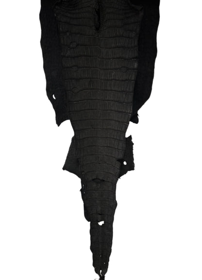 36 cm Grade 2/3 Black Nubuck Wild American Alligator Leather - Tag: LA23-0001295
