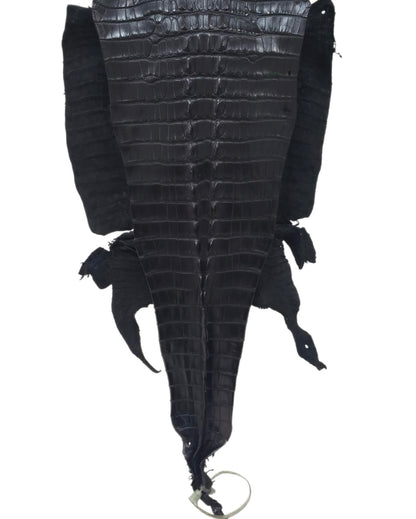 34 cm Grade 1/2 Black Matte Farm-Raised American Alligator Hornback Leather - Tag: LA23-0377044