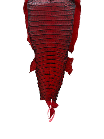 24 cm Grade 1/2 Candy Apple Red Antique Farm-raised American Alligator Leather - Tag: FL21-0024698